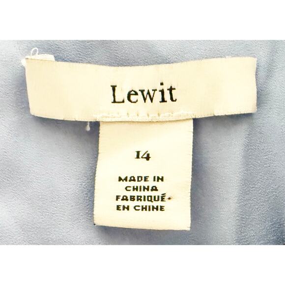 Lewit Womens Sheer Handkerchief Hem Plaid Crew Neck Midi Dress Light Blue Silver - Picture 11 of 12